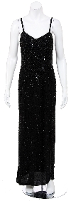 Main image of Hand Beaded/Sequined Dress with Frontal Slit