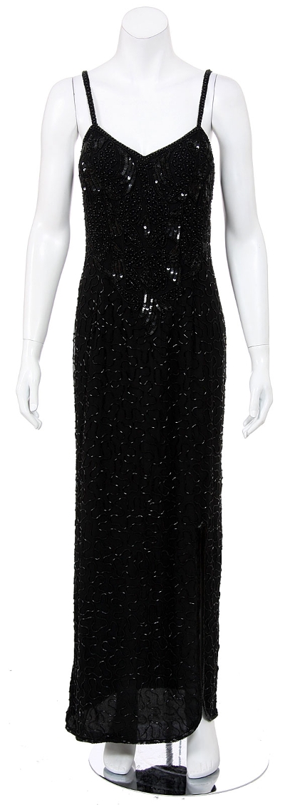 Hand Beaded/Sequined Dress with Frontal Slit