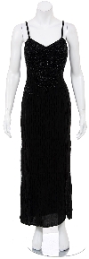 Main image of Threefold Flowered Hand Beaded and Sequined Cocktail Dress
