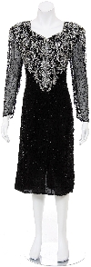 Main image of Adorned Sequin Flowered Hand Beaded Dress