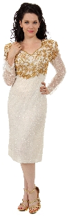 Main image of Tea Length Sequin Beaded Cocktail Dress