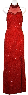 Halter Neck Sequined Formal Cocktail Dress in Red