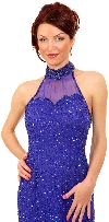 Halter Neck Sequined Formal Cocktail Dress in closeup