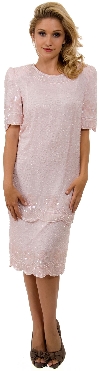 Main image of Round Neck Knee length Tiered Beaded Formal Dress