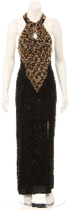 Main image of Diamond Design Halter Neck Full Length Gown