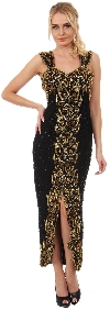 Main image of Elegant Floral Beaded Tea Length Formal Cocktail Dress