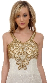 Empire Style Sequin Beaded Formal Evening Dress in closeup