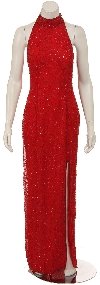 Main image of Split Back Hand Beaded Long Formal Dress