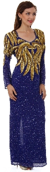 Main image of Full Sleeves Sequined Formal Gown with Keyhole Back