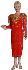 Main image of Fully Beaded Tea Length Formal Dress