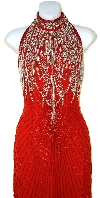 Halter Neck Beaded Formal Dress in Closeup