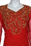 Sequin Beaded Floral Print Tea Length Dress in closeup