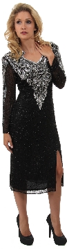 Main image of Full Sleeves Medium Length Sequined Cocktail Dress