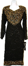 Main image of Tea Length Full Sleeves Sequined Formal Dress