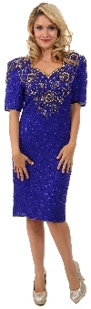 Main image of Short Sleeved Handbeaded Short Evening Dress