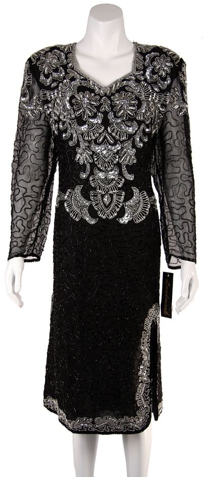 Fully Beaded Tea Length Cocktail Dress