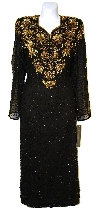Main image of Full Sleeves Below Knee Length Sequined Formal Dress