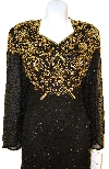 Full Sleeves Below Knee Length Sequined Formal Dress in close up