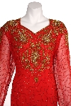 Knee Length Beaded Cocktail Dress with Full Sleeves in closeup