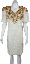 Main image of V-neck Floral Beaded Pattern Short Dress