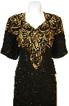 Half Sleeves Knee Length Sequined Formal Party Dress in close up