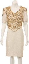 Main image of Flower Sequin Pattern Half Sleeves Knee Length BeadedDress