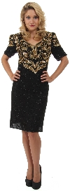 Main image of V-neck Half Sleeves Sequined Formal Dress