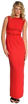 Main image of Belted Design Sleeveless Formal Dress
