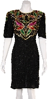 Main image of Round neck Short Cocktail Dress with Floral Pattern
