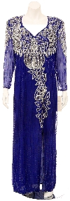 Main image of Long Sleeves Fully Beaded Evening Gown with Keyhole Back 