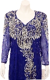 Long Sleeves Fully Beaded Evening Gown with Keyhole Back  in closeup