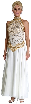 Main image of A-Line Halter Neck Beaded Dress.