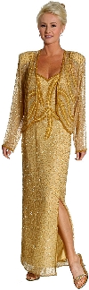 2 Piece Hand Beaded Formal Dress in Gold