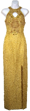 Round Halter Neck Cocktail Dress in Gold