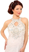 Round Halter Neck Cocktail Dress in closeup