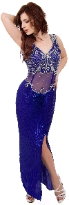 Main image of Elegant Beaded Cocktail Dress with See-Thru Waistline