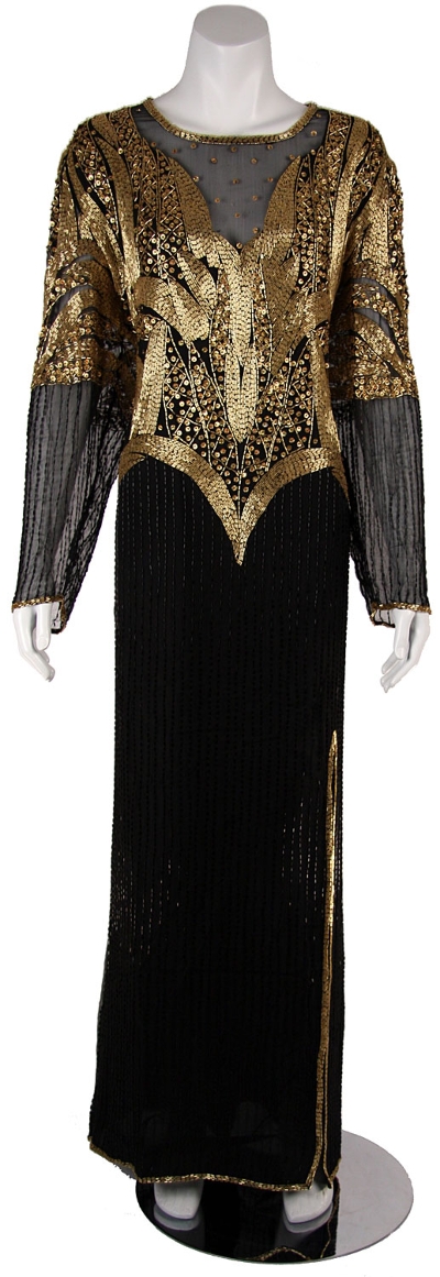 Fully Beaded Long Sleeved Formal Evening Dress