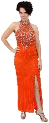 Main image of Closed Neck Full Length Beaded Formal Gown
