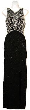 Main image of Sleeveless Formal Cocktail Dress with Silver Bodice Design