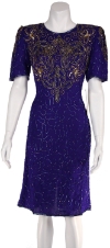 Knee Length Half Sleeves Cocktail Dress in Royal/Gold