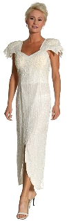 Main image of Flutter Sleeves Beaded Formal Dress with U-Cut Hem