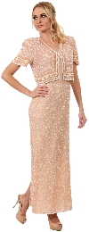 Main image of Short Sleeves Long Sequined Formal Mother of the Bride Dress