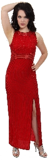 Main image of Semi See Thru Waist Beaded Formal Dress