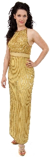 Main image of Sheer Waistline & Back Beaded Formal Evening Dress