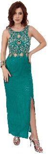 Main image of Sequined Long Gown with Keyholes & Stylish Back