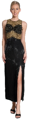 Petals Cutwork Design Beaded Formal Gown with Love Keyhole in Black/Gold.jpg