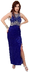 Main image of Petals Cutwork Design Beaded Formal Gown with Love Keyhole