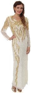 Main image of Sweetheart Neck Beaded Leaf Pattern Long Formal Dress