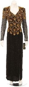 Main image of Flower Accentuated Full Length Evening Gown