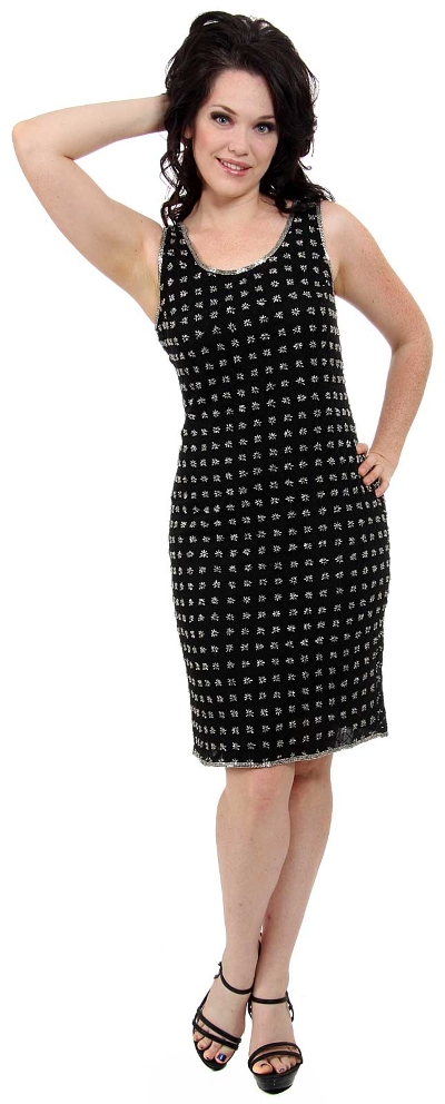 Sleeveless Short Handbeaded Formal Evening Dress